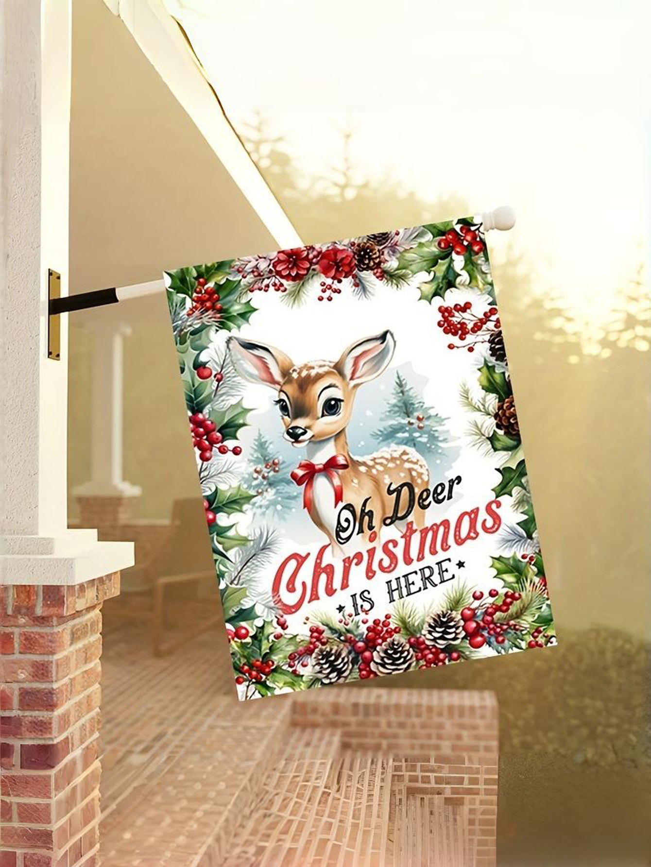 Custom Christmas Deer Garden Flag